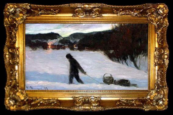 framed  Gustav Wentzel Painting Nattoget, ta009-2
